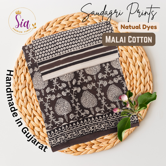 Saudagri Block Prints on Malai Cotton, Handcrafted using natural dyes