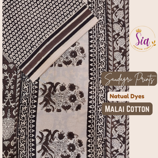Saudagri Block Prints on Malai Cotton, Handcrafted using natural dyes