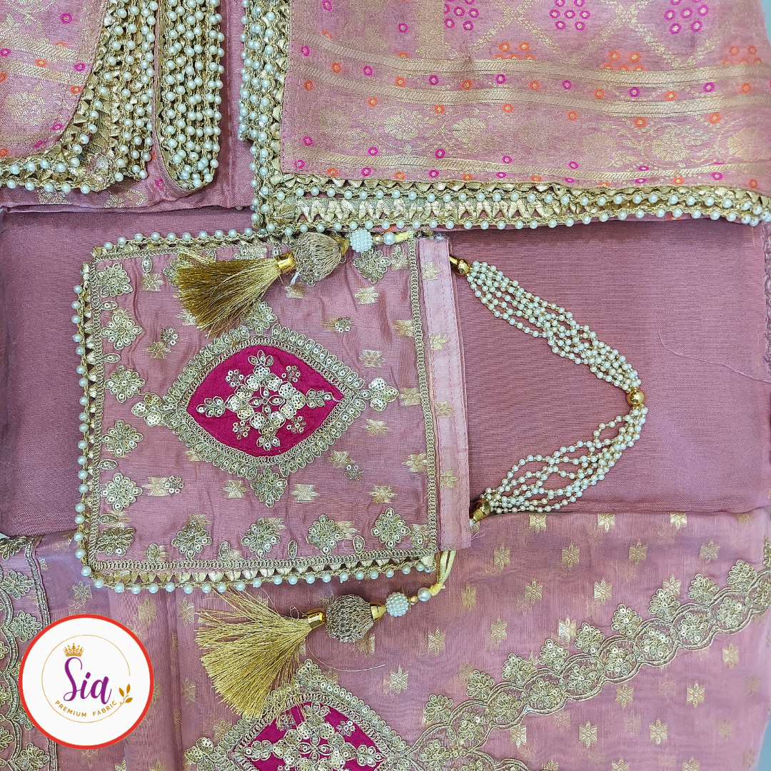 Chanderi Jacquard Silk Banarasi Weave Shirt in a soft pastel color palette