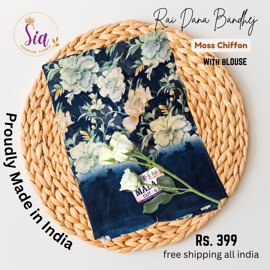 Blue - Autumn Floral Prints Weightless super soft fabric