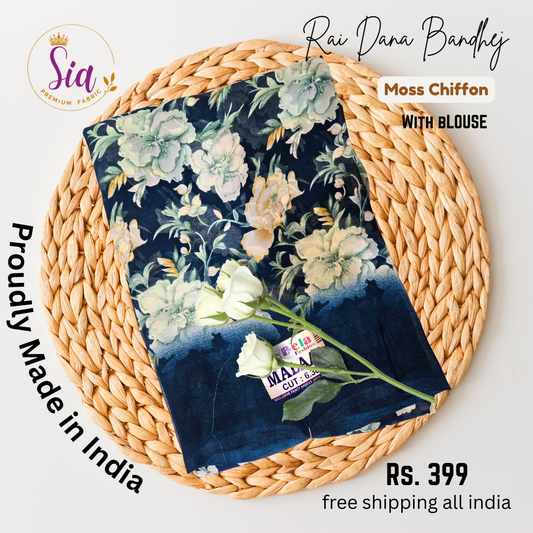 Blue - Autumn Floral Prints Weightless super soft fabric