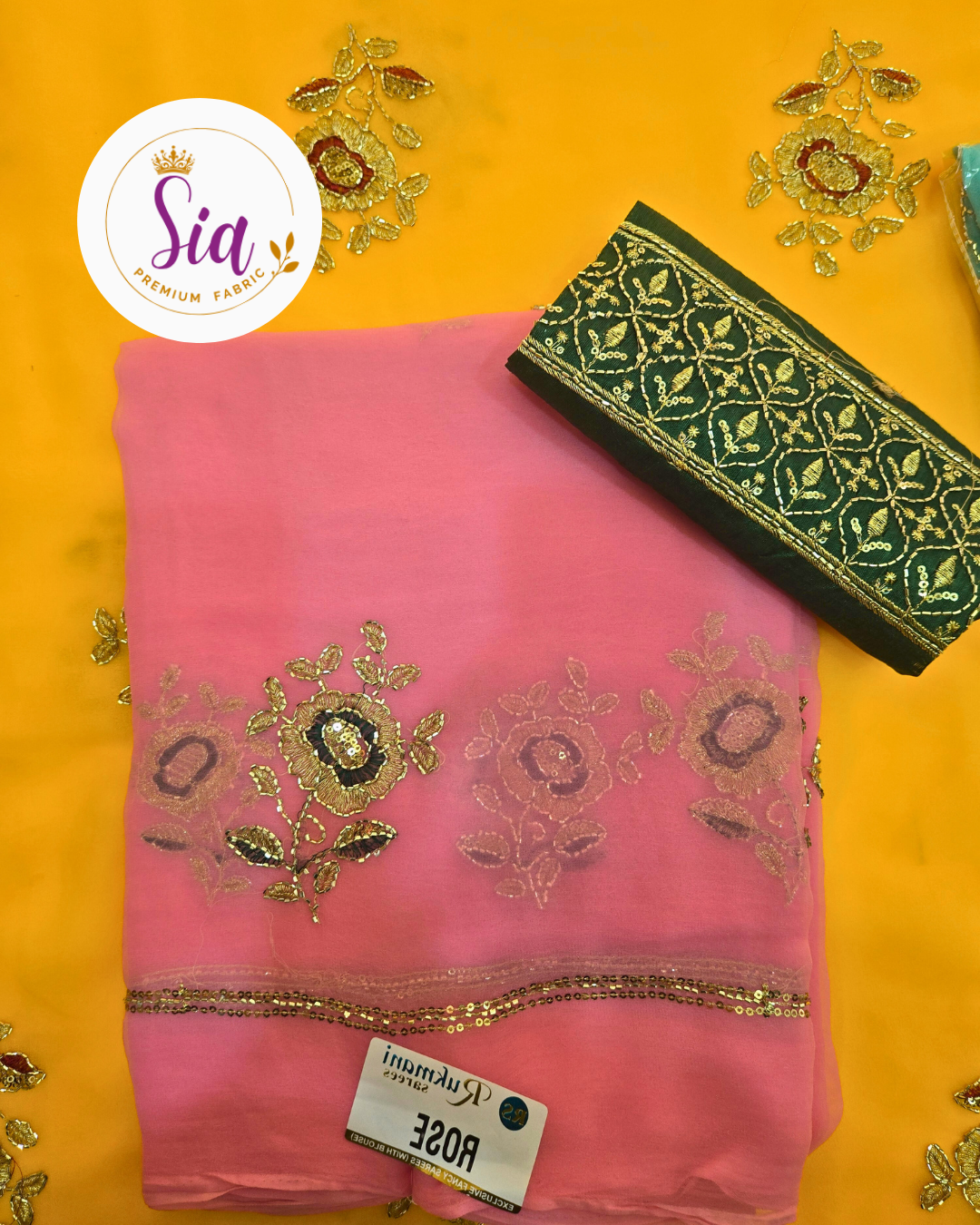 Baby Pink - Gulab Rose Butti Royal Georgette Saree