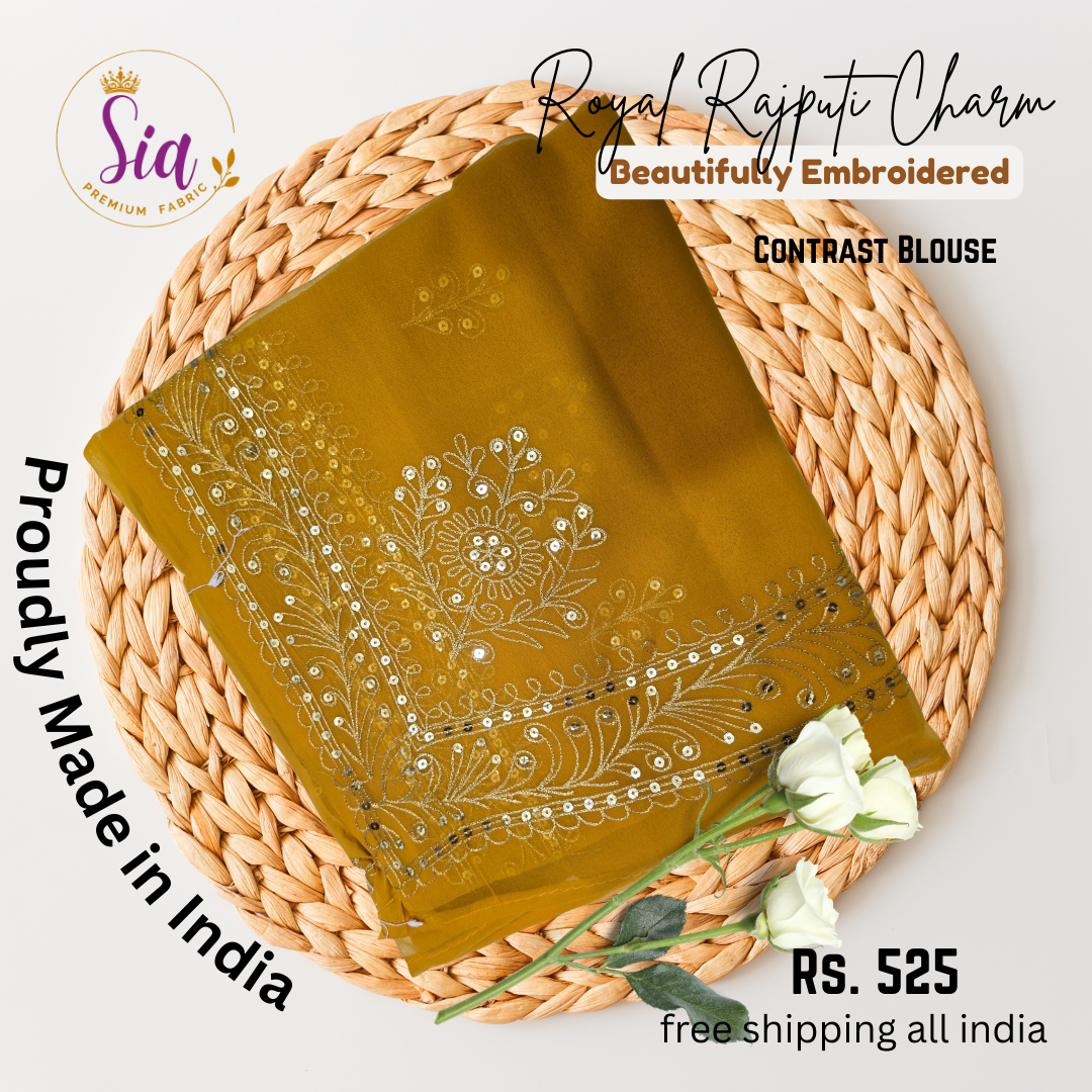 Mustard Yellow - Rajasthani Rajput Beautifully Embroidered