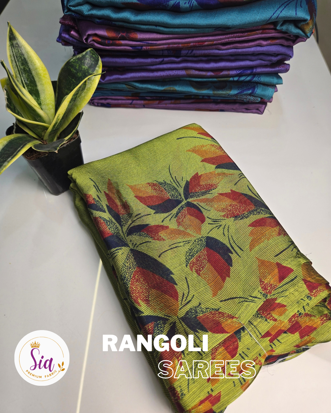 Olive Green - Rangoli Sarees - Leaf Pattern