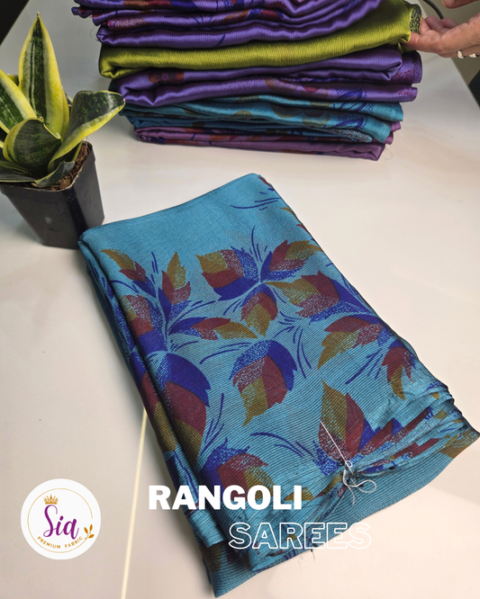 Teal - Rangoli Sarees - Leaf Pattern