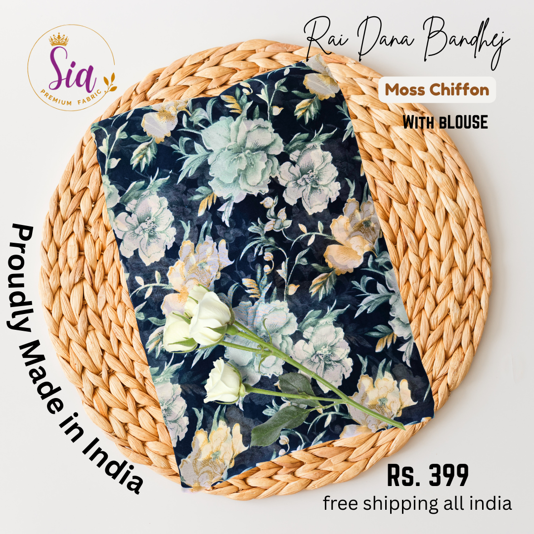 Blue - Autumn Floral Prints Weightless super soft fabric