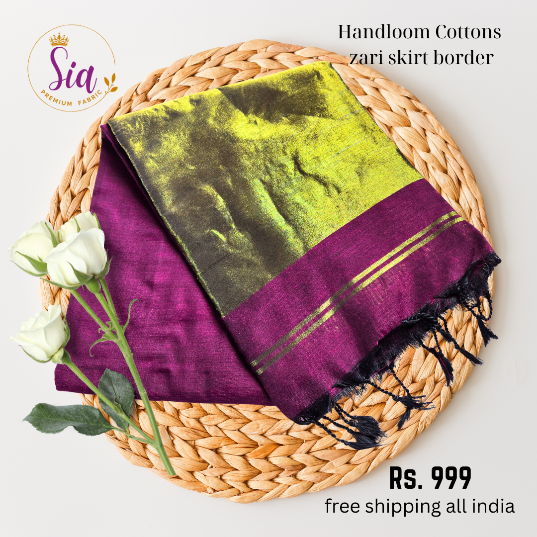 Magenta with Zari border - Handloom khadi cotton sarees