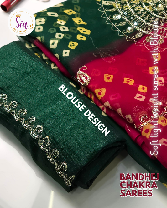 Green and Pink - Chakra Bandhej Sarees
