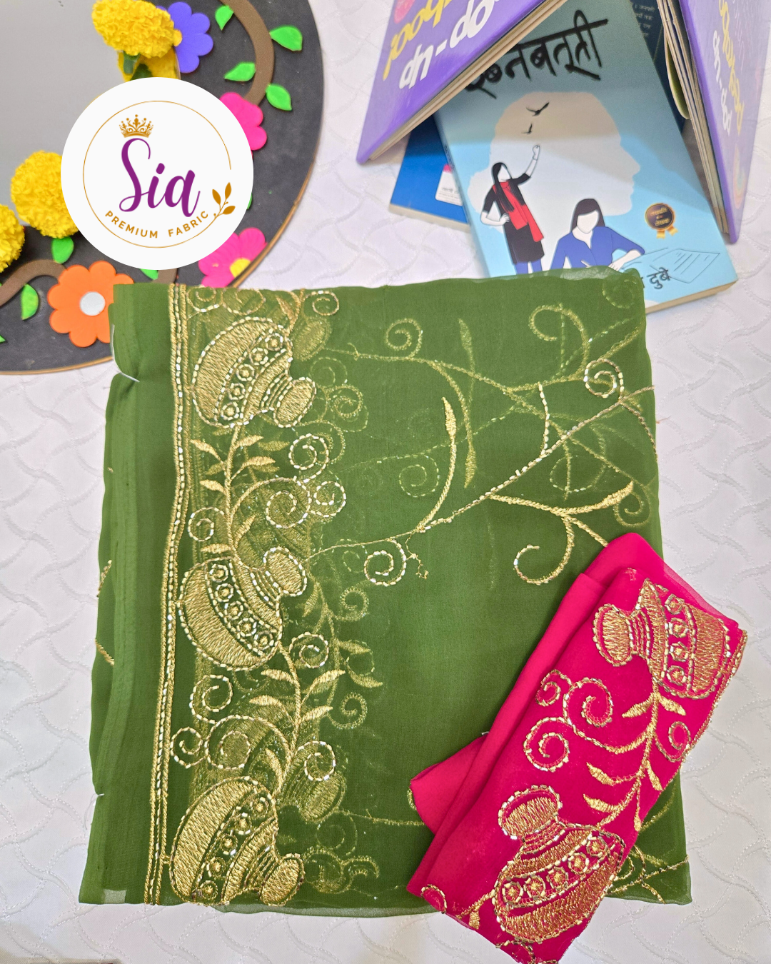 Mehendi - Kumbh All-Over Embroidered Saree