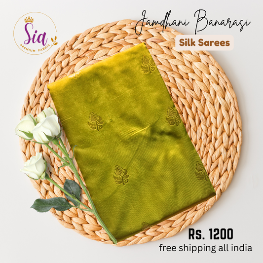 Light Green Soft Silk Saree with Temple borders and zari butti