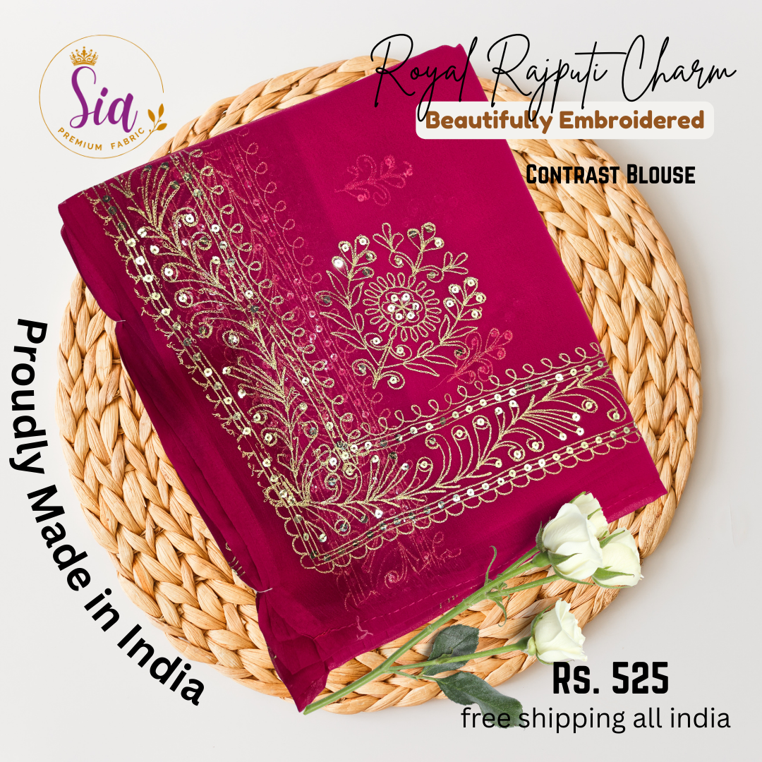 Dark Pink / Rani - Rajasthani Rajput Beautifully Embroidered