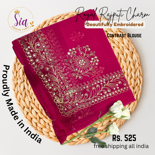 Dark Pink / Rani - Rajasthani Rajput Beautifully Embroidered